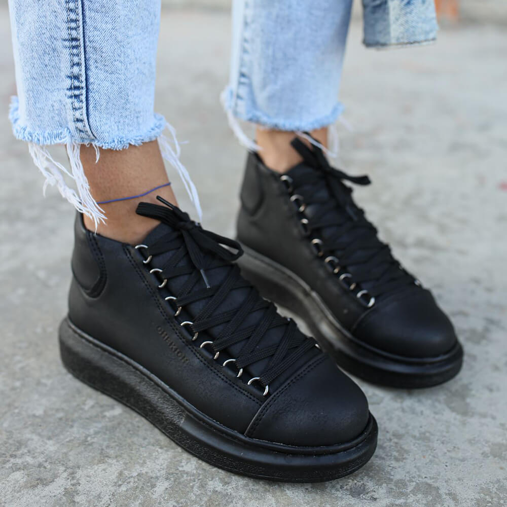 high top boots black